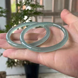 Natural Chalcedony Agate Bangle Ice Water Round Bar Jade Bracelet