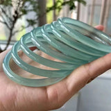 Natural Chalcedony Agate Bangle Ice Water Round Bar Jade Bracelet