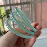Natural Chalcedony Agate Bangle Ice Water Round Bar Jade Bracelet