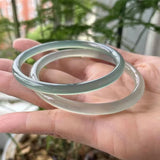 Natural Chalcedony Agate Bangle Ice Water Round Bar Jade Bracelet