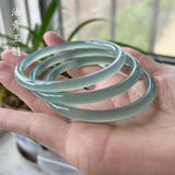 Natural Chalcedony Agate Bangle Ice Water Round Bar Jade Bracelet