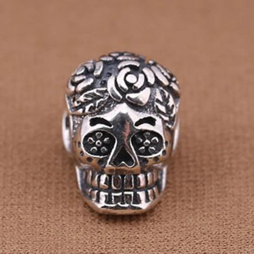 925 Sterling Silver Oxidized Big Hole Skull Beads for Charm Bracelets