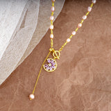 Purple Zircon Pearl Bead Necklace Classic Charm Jewelry Women