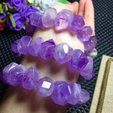 Purple Amethyst Beads Baroque 15*20mm Faceted Bracelet 7.5inch Xmas