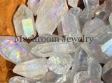 Quartz Crystal Rainbow Plated Hoop Earrings Womens
