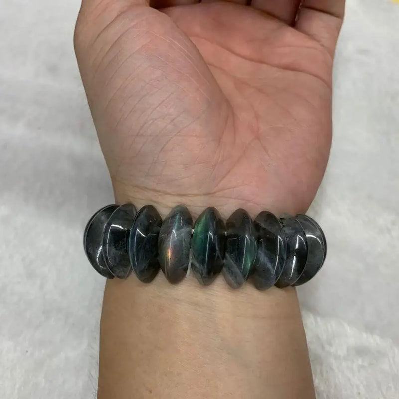 Rainbow Labradorite Stone Bracelet Natural Gem Bangle