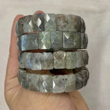 Rainbow Labradorite Stone Bracelet Natural Gemstone Bangle