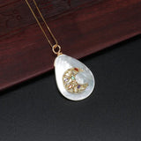 Crescent Moon Charm Choker Necklace with Shell Pendant