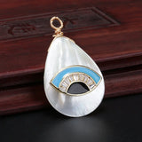 Rainbow CZ Evil Eye Protection Charm Shell Pendant Choker Necklace