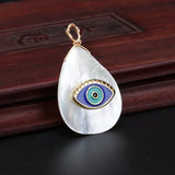 Rainbow CZ Evil Eye Protection Charm Shell Pendant Choker Necklace