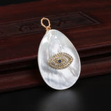 Rainbow CZ Evil Eye Protection Charm Shell Pendant Choker Necklace