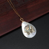 Elephant Charm Abalone Shell Pendant Choker Necklace