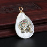 Elephant Charm Abalone Shell Pendant Choker Necklace