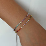 Rainbow CZ Cuff Bracelet for Women - Adjustable Size
