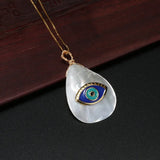Rainbow CZ Crystal Paved Shell Pendant Choker Necklace