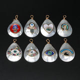 Rainbow CZ Crystal Paved Shell Pendant Choker Necklace
