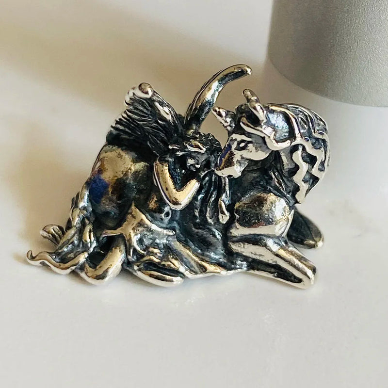 925 Sterling Silver Angel & Unicorn Charm Bead European Jewelry