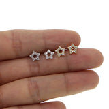 925 Silver CZ Stackable Star Stud Earrings Women Christmas Gift