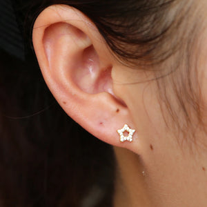 925 Silver CZ Stackable Star Stud Earrings Women Christmas Gift