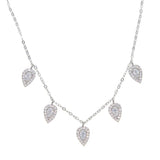 925 Silver CZ Tear Drop Choker Necklace with Rose Silver Filled