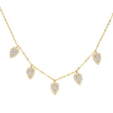 925 Silver CZ Tear Drop Choker Necklace with Rose Silver Filled