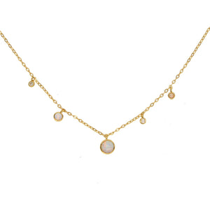 925 Silver Moonstone CZ Pendant Necklace