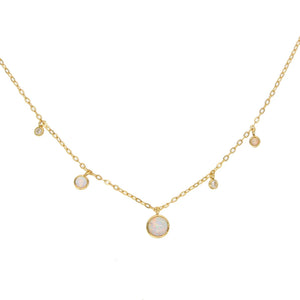 925 Silver Moonstone CZ Pendant Necklace