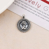 925 Sterling Silver Queen Head Pendant Coin Necklace Women's Jewelry