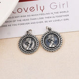 925 Sterling Silver Queen Head Pendant Coin Necklace Women's Jewelry