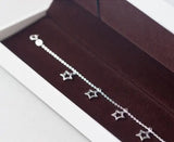 925 Sterling Silver Open Star Anklet Bracelet Chain with Beads Charm