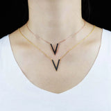 925 Silver Geometric Pendant Necklace with CZ Stones
