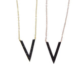 925 Silver Geometric Pendant Necklace with CZ Stones