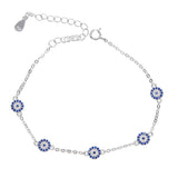 925 Silver Evil Eye Charm Link Chain Bracelet
