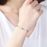 925 Silver Evil Eye Charm Link Chain Bracelet