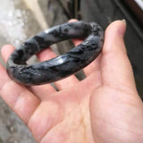Natural Jade Bangle Hand-Carved Bracelet Women Princess Jewelry Gift