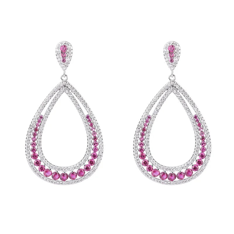 Colorful Treasure Gradient Large Earrings Full Diamond Luxur
