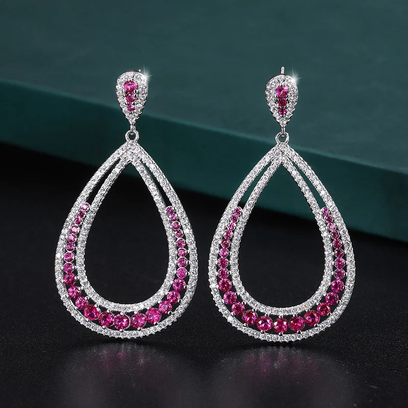 Colorful Treasure Gradient Large Earrings Full Diamond Luxur