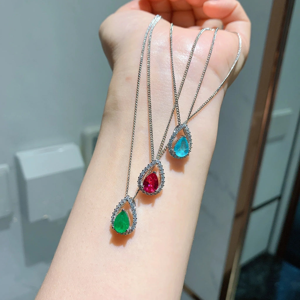 Colorful Treasure Necklace Set with Emerald Pendant