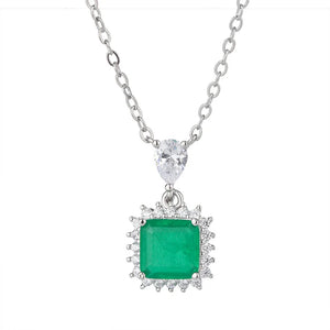Colorful Treasure Set Emerald Pendant Collar Chain Necklace