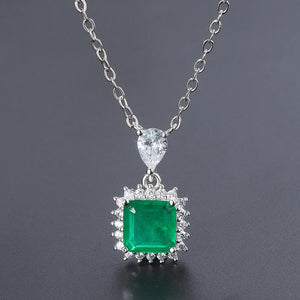 Colorful Treasure Set Emerald Pendant Collar Chain Necklace