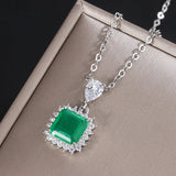 Colorful Treasure Set Emerald Pendant Collar Chain Necklace