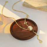14k Yellow Gold Snake Chain Necklace with Diamond Accent