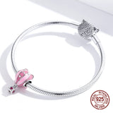 925 Sterling Silver Pink Animal Balloon Beads for Bangle Bracelet Charm