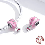 925 Sterling Silver Pink Animal Balloon Beads for Bangle Bracelet Charm