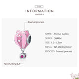 925 Sterling Silver Pink Animal Balloon Beads for Bangle Bracelet Charm
