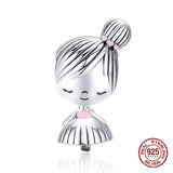 925 Sterling Silver Girl Playmate Charm Beads for Bracelet Necklace Jewelry