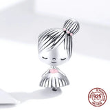 925 Sterling Silver Girl Playmate Charm Beads for Bracelet Necklace Jewelry