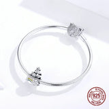 925 Sterling Silver Unicorn Cake Charm Bangle Bracelet
