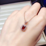 Garnet Gemstone Necklace for Women - Real 925 Silver
