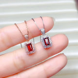 Garnet Gemstone Necklace for Women - Real 925 Silver